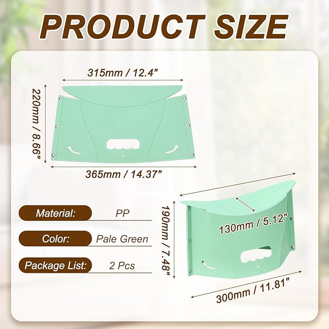 PATIKIL Travel Foot Rest, 2 Pack Portable Airplane Footrest with Handbag Function Lightweight Foldable Foot Stool to Relieve Back & Knee Pain for Long Flight Outdoor Camping, Pale Green