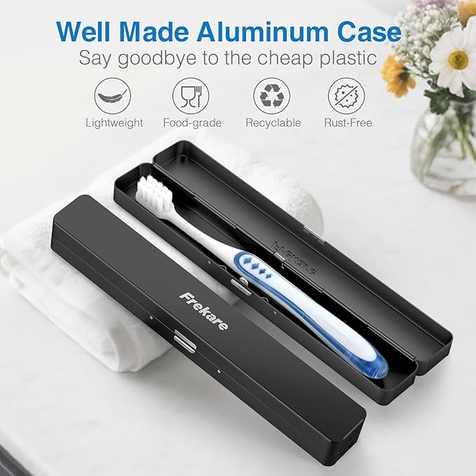 Frekare 4 Pack Toothbrush Case Aluminum, Travel Toothbrush Holder Kit Portable, Manual Toothbrush Travel Case for Bathroom, Camping, Business Trip, School Toothbrush Organizer