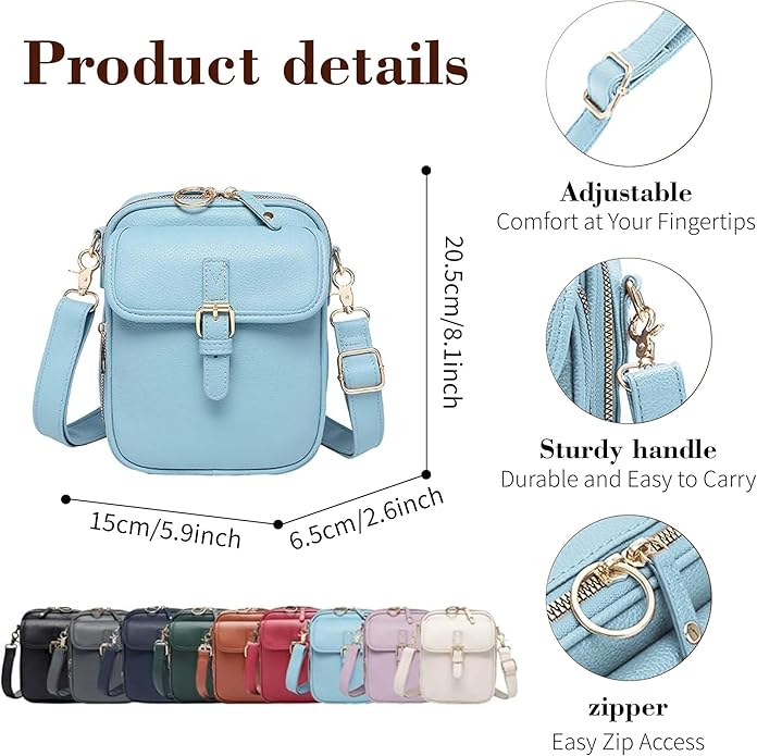Leather Crossbody Bags for Women Travel Small Crossbody Purse Anti Theft Waterproof Bum Bag with Built in Wallet