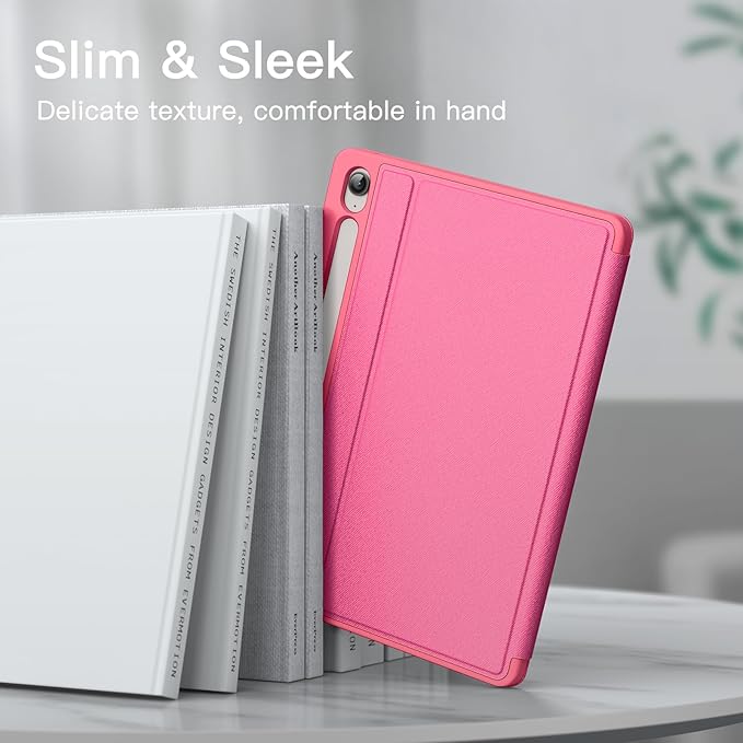 JETech Case for Samsung Galaxy Tab S10 Lite / S10 FE / S9 FE 10.9-Inch with S Pen Holder, Slim Folio Stand Protective Tablet Cover, Multi-Angle Viewing (Pink)