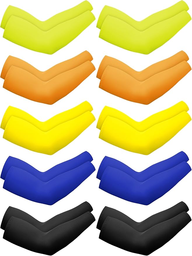 Boao 10 Pairs UV Arm Sleeve for Men Women Cooling Tattoo Cover up Compression Sun Protection Sleeves for Outdoor Activities