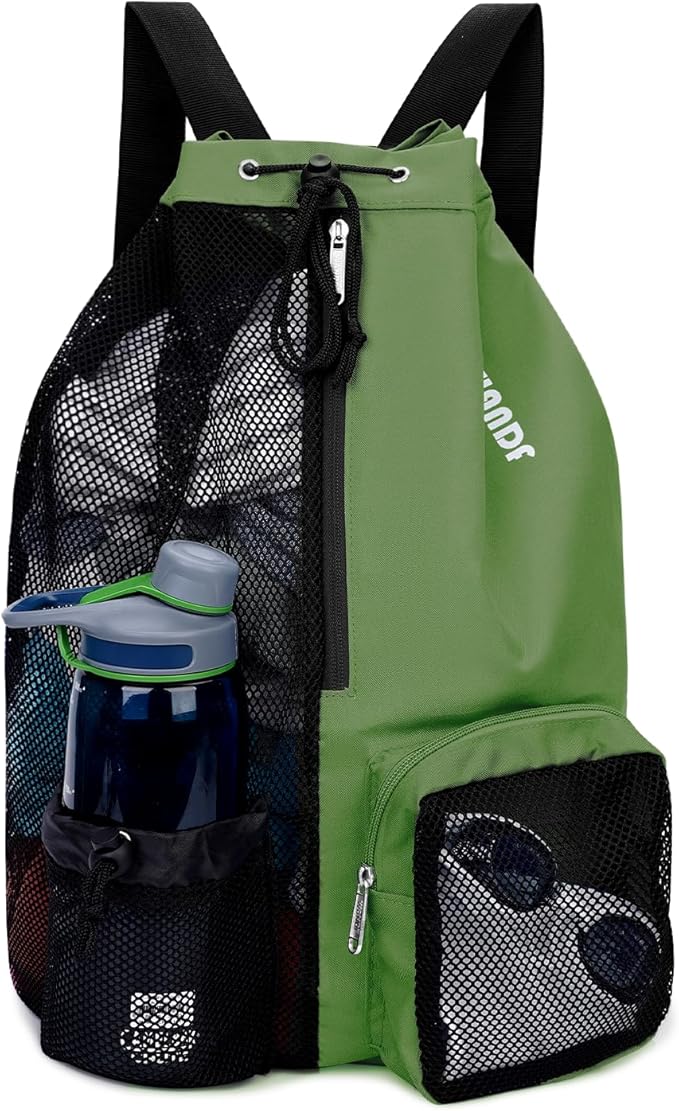WANDF Swim Bag Mesh Drawstring Backpack with Wet Pocket for Swimming, Gym, and Workout Gear