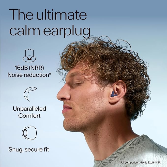 Alpine Silence Earplugs for Sleep, Focus & Travel - V-Shape Fit & Soft Oval Tips – 4 Sizes XS/S/M/L - Comfortable, Reusable Hearing Protection - up to 25dB – Midnight Blue