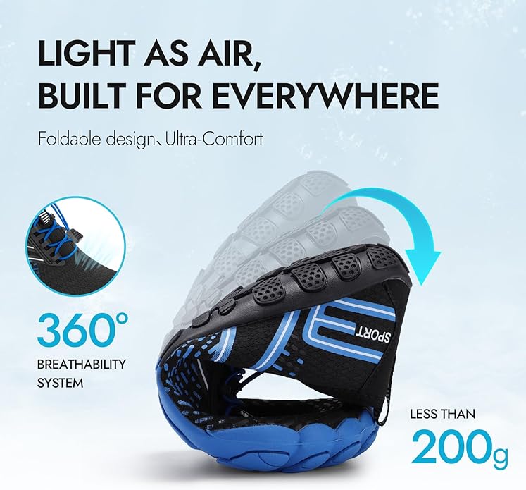 ATHMILE Hiking Barefoot Water Shoes for Women Men Beach Swim Aqua Pool River Quick Dry Athletic Wide Toe Outdoor Sport Kayaking Boating Rock Climbing Yoga Lake
