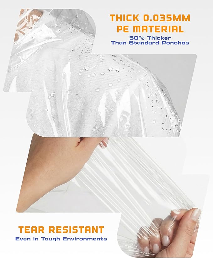 Hagon PRO Disposable Rain Ponchos for Adults (5 Pack)