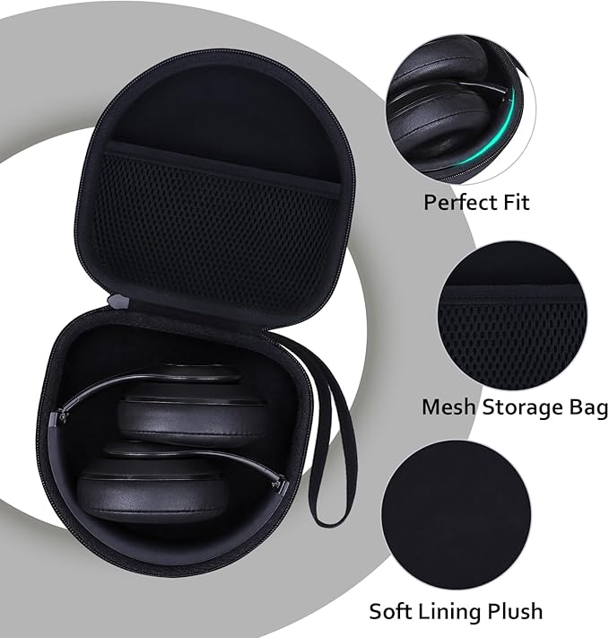 Headphone Case Compatible with JBL/Beats/BERIBES/Jlab/Picun/TOZO/KVIDIO/Soundcore Anker/Skullcandy Noise Cancelling Over-Ear Headphones, Pearl Black