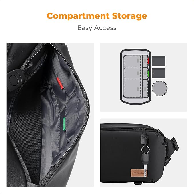 K&F CONCEPT Camera Sling Bag Crossbody Bag Waterproof Camera Shoulder Backpack DSLR/SLR/Mirrorless Camera Case