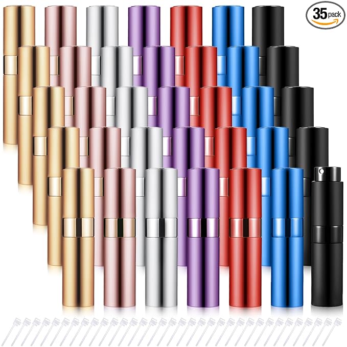 Tessco for you 35 Pieces 8ml Travel Refillable Perfume Bottles Mini Cologne Perfume Spray Bottle Empty Pocket for Travel and Outgoing Pocket Cologne Sprayer