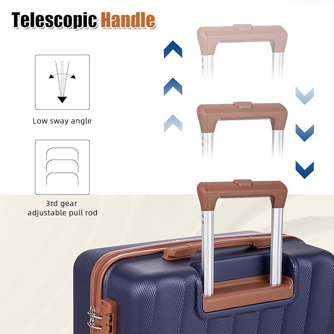 Luggage Sets 6 Piece Suitcases with Wheels,ABS Hard Case Suitcases with Spinner Wheels,Durable Travel Luggage(Purple, 6 Piece Set(16"/20"/24"/28))