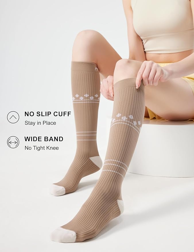 FITRELL 3 Pairs Compression Socks for Women and Men 20-30mmHg-Circulation Support Socks