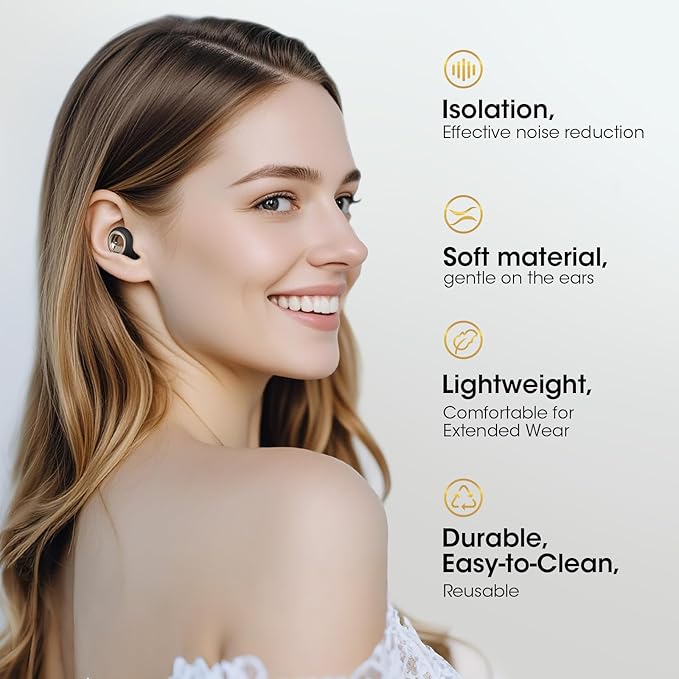 Ear Plugs for Sleeping Noise Cancelling, Soft Ear Plugs for Concert, 45dB Reusable for Noise Reduction with 8 Ear Tips, Silicone Hearing Protection Earplugs for Sleep, Work(Graphite)