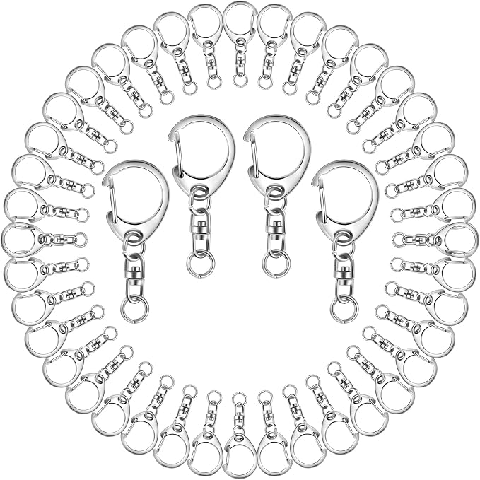 Roctee 50 pcs Metal Lobster Clasp Key, 1.92‘’ Keychain Clip, Swivel Clasps Lanyard Snap Hook, DIY Crafts Key Chain, Lobster Claw Clasp