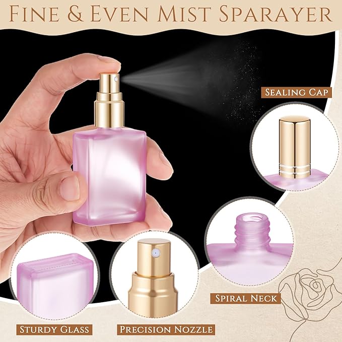 Domensi 30 Pcs 10/15/30/50 ml Glass Perfume Bottles Mini Glass Empty Spray Atomizer Bottles Bulk Refillable Perfume Dispenser Container with Pump Tool for Travel Skin Care (15 ml,Folral Color)