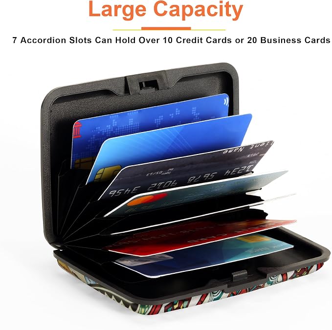 Mayski 2 Pack Credit Card Holder for Women, RFID Blocking, Red Mandala Aluminum Alloy Hard Case, Small Mini Business Metal Wallet for Men