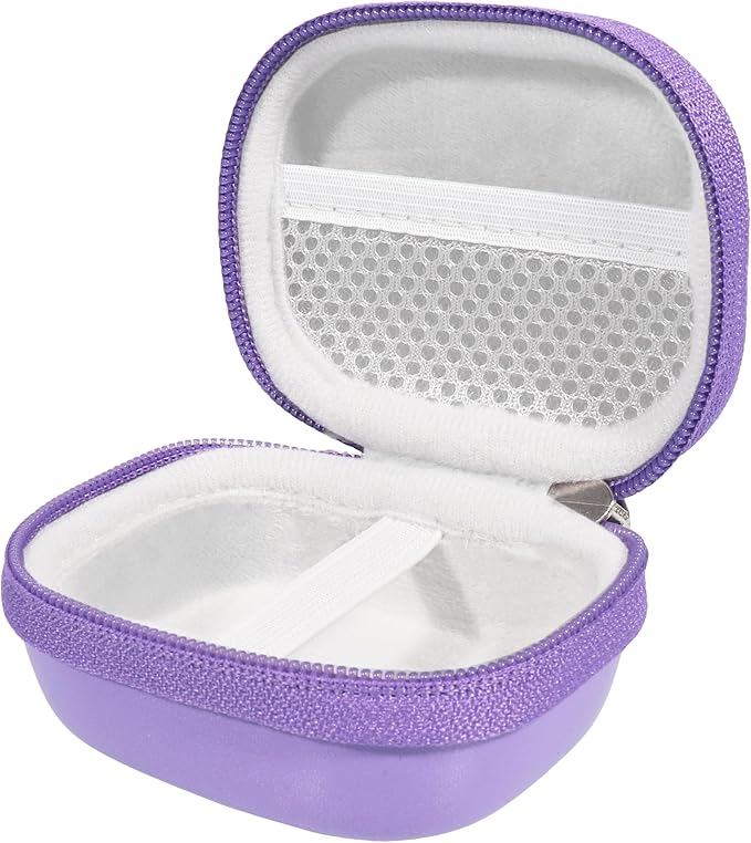 Case for TAGRY X08 Bluetooth Headphones True Wireless Earbuds 60H, mesh Pocket for Charge Cable (Purple)
