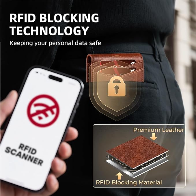 RUNBOX Wallet for Men -Slim Rfid Leather Mens Bifold Novelty Wallets 2 ID Window With Gift Box Men's Accessories | Slim
