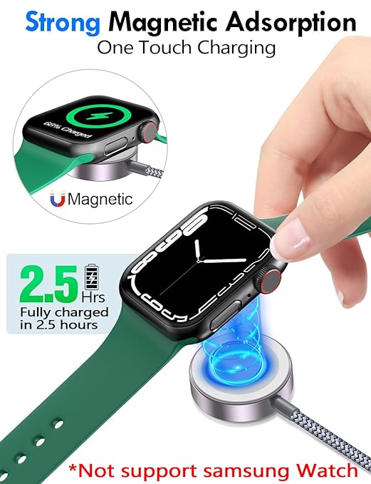 Travel Essentials for Apple Watch Charger,iPhone Charger,3 in 2 Type C/Lightning/Magnetic Travel Charging Cable,Portable Multi Charging Cable for Apple Watch, iPhone 17‑11,Samsung S26,Car,iPad-6FT