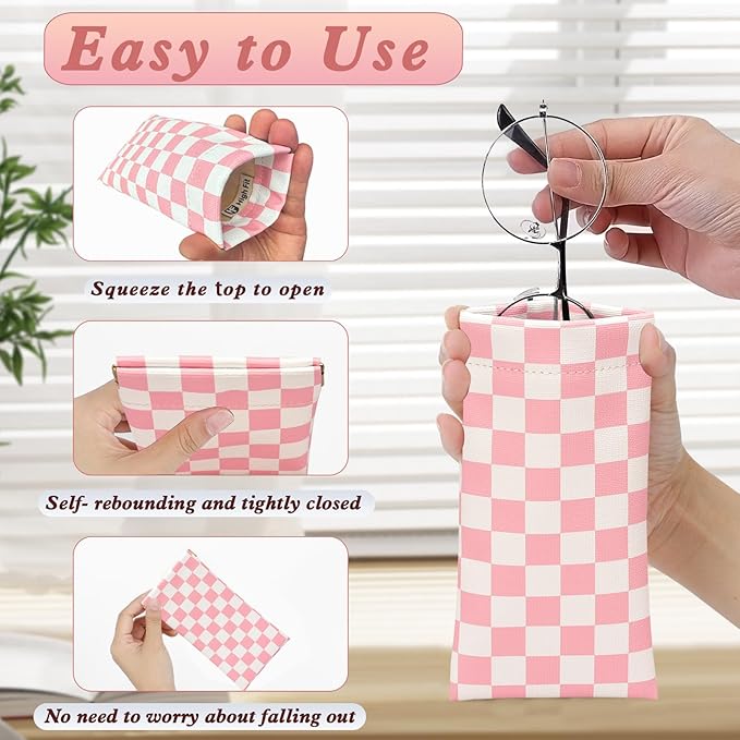eyeglasses bag Soft Glasses bag, Portable Squeeze Top Sunglasses Case Travel for Women Girls
