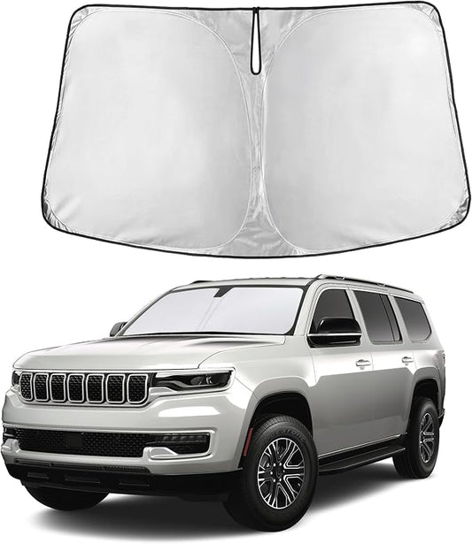 Autovir Windshield Sun Shade Fit for 2022-2023 2024 2025 Jeep Wagoneer Sunshade, Front Car Window Shades Sun Visor, Blocks UV Rays & Heat, Car Accessories