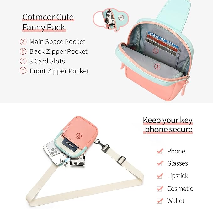 Birthday Gifts for 8 9 10 11 12 Year Old Teens Girls Kids, Fanny Pack Crossbody Bag Sling Belt Bags Purse, Dorm Travel Essentials for Girls Fashion, Preppy Tween Teen Girl Gift Trendy Stuff