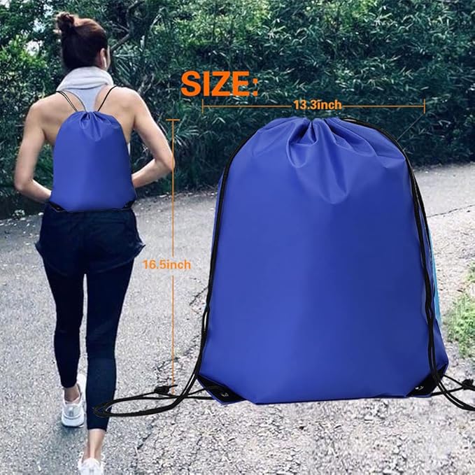 CODOBON 20 Pcs Drawstring Backpack Bulk Draw String Bags Cinch Polyester Bag for Gym Sport, Royal Blue