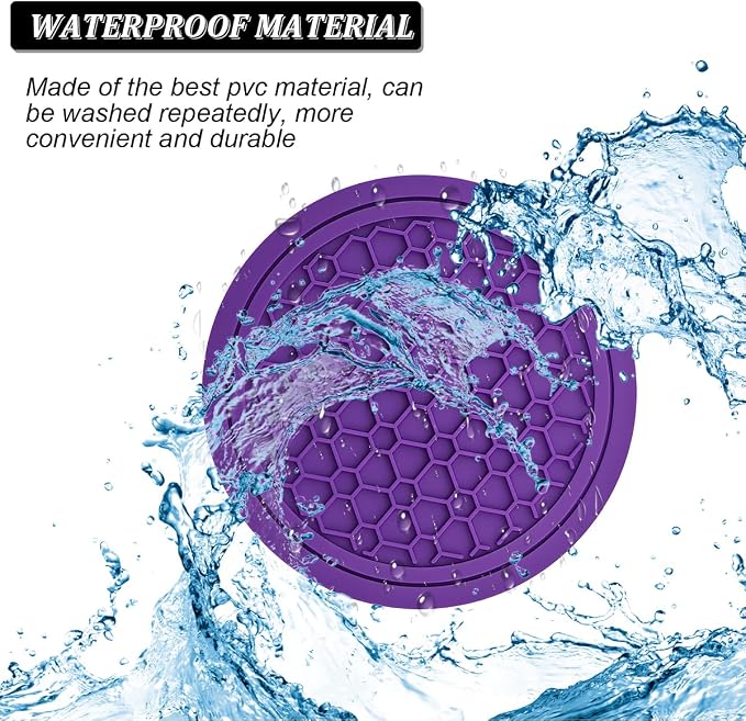 Mandark 2PCS Car Cup Holder Coasters, 2.75 Inch Non-Slip Insert Water Bottle Holder Pads, Dustproof Automotive Interior Accessories Mat, Universal for Vehicles, Trucks, RVs and More(Purple)