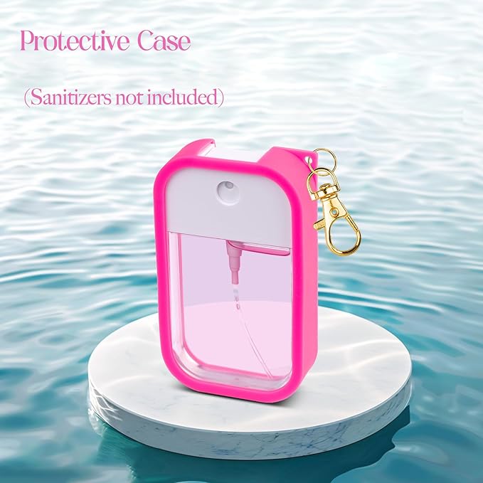 TERPINK Silicone Case Compatible with Touchland Hand Sanitizer Spray, Protective Case with Keychain for Power Mist and Glow Mist 1 fl oz, Hand Sanitizer Spray Accessory (Hot Pink, 1 Pack)