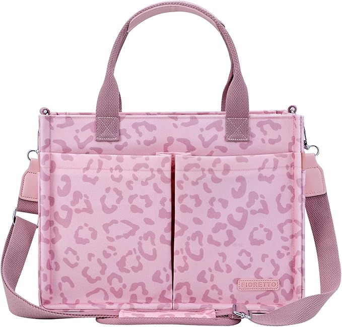 FIORETTO Womens Canvas Tote Bag Purse with Individual Compartment, Zipper Top, Reinforced Bottom & Luggage Sleeve