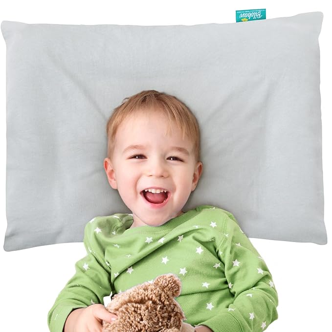 Biloban Organic Cotton 2 Pack Toddler Travel Pillowcase for Children Kid Pillows 13"x 18" or 14"x19", Envelope Travel Toddler Pillow Cover Case (Gray)