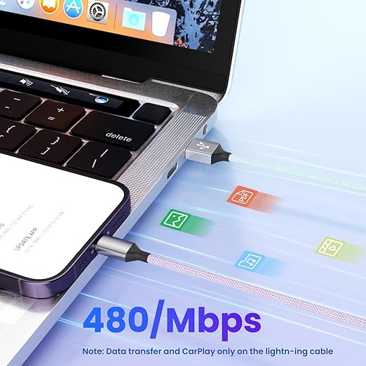 Dual Type C Ports Multi Charging Cable, 4 In 1 USB Cable Travel Charger for Multiple Devices with Two Type-C/Micro/IP Port, [2Pack/5FT] Phone Travel Vacation Essentials for All iPhone/Galaxy/Android