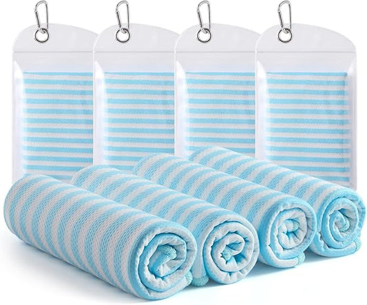 RDEKISS 4 Pack Cooling Towels (40"x12"), Soft Breathable Chilly Towel, Ice Towel, Microfiber Towel for Yoga, Sport, Running, Workout, Gym, Fitness, Workout & More Activities - Blue