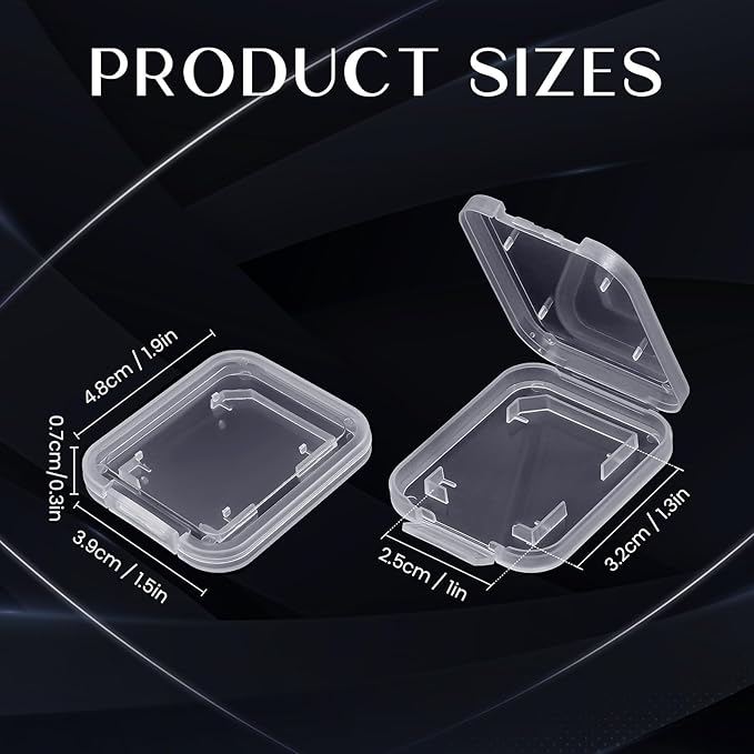 15Pcs SD/SDHC Memory Card Case Holder, Standard SD Plastic Storage Boxes, Clear Compact