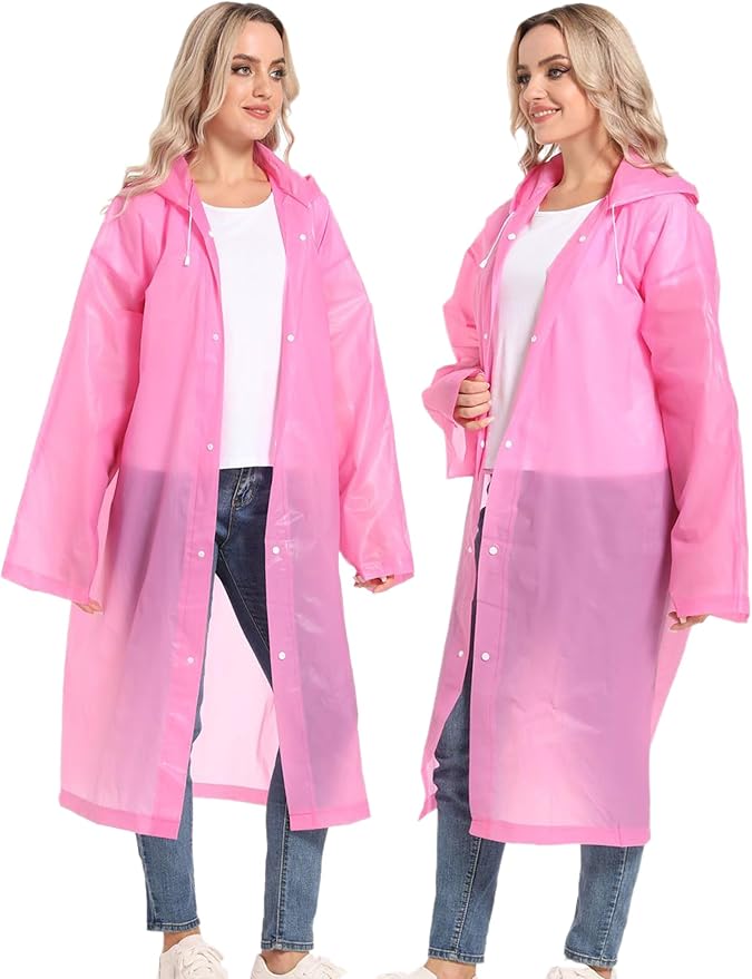 2PCS Rain Ponchos for Adults Reusable Rain Coats for Adults Rain Jackets Raincoats for Men Women