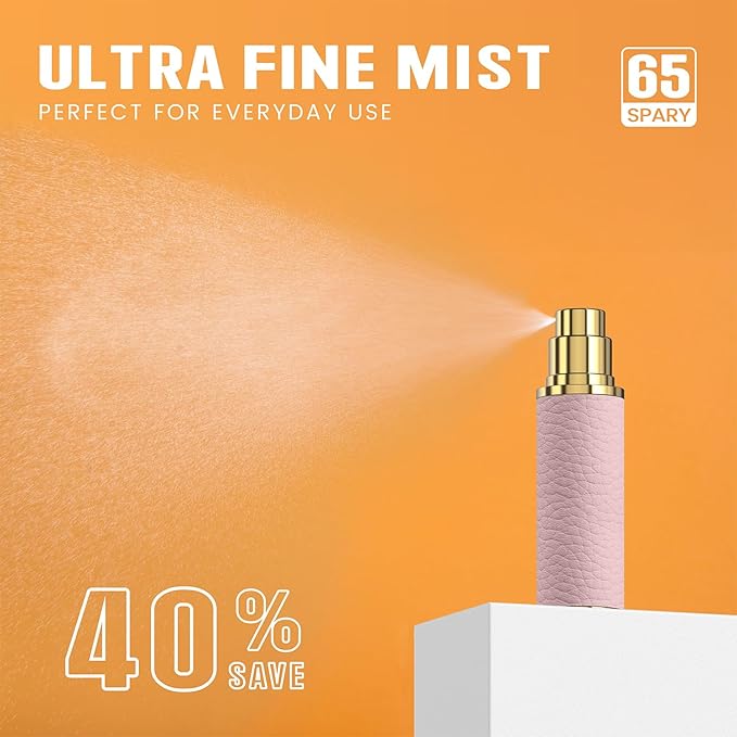 5ml Travel Perfume Atomizer Refillable, Mini Portable Genuine Leather Cologne Sprayer, Pocket Size Empty Fragrance Spray Bottle - Gift for Women Men (Pink)