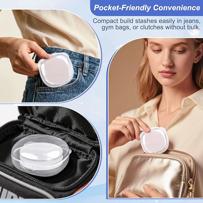 4 Packs Cotton Round Holder Travel, Hair Tie Container, Travel Qtip Holder, Suitable for Makeup Remover Cotton Balls, Organizer for Collecting Small Items, Jewelry(3.5 x 1.7in,White)