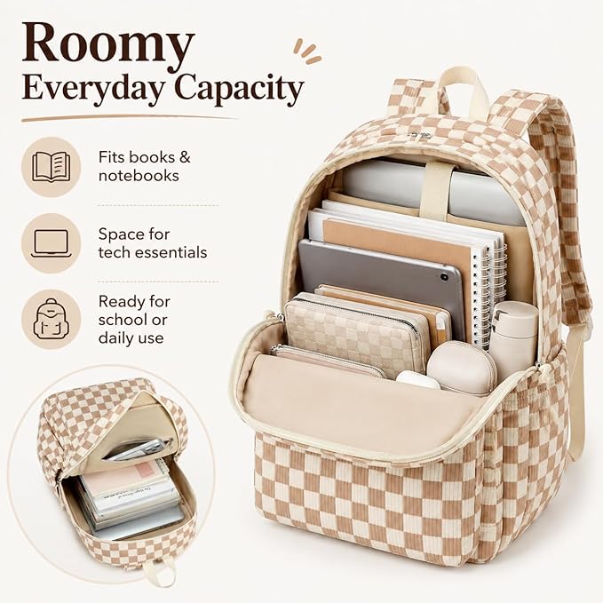 Bluboon School Backpack for Teen Girls Bookbags Elementary High School Corduroy Laptop Bags Women Travel Daypacks