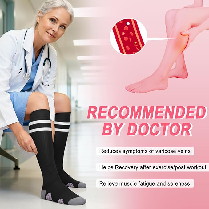 4 Pairs Compression Socks for Women Circulation-Best Support for Nurses,Running,Athletic,Travel