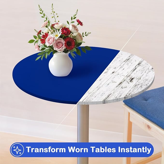 Wolkemer 4 Pack 2 Foot Blue Fitted Tablecloth 24 Inch Round Elastic Edges Table Cloth, Spandex Stretch Table Cover with Machine Washable Fabric for Wedding Party Picnic Dining Indoor Outdoor