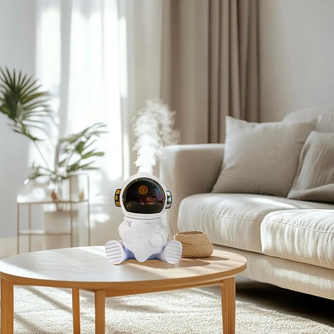 Astronaut Humidifier – Portable Mini Humidifier with LED Light, USB Powered for Bedroom, Office, Travel Use, Fun & Functional Air Freshener (Astronaut humidifier with Moon)