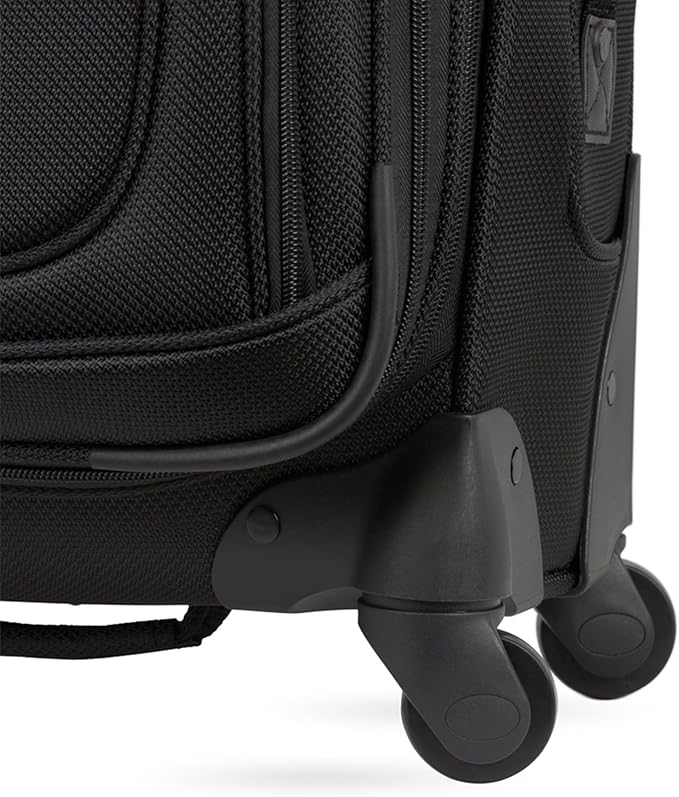 SWISSGEAR Sion Softside Expandable Spinner Luggage Durable Lightweight Travel Suitcase, Black, Carry-On