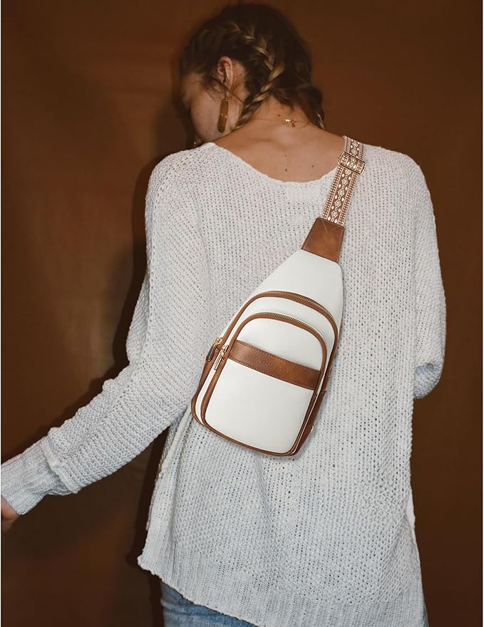 GAEKEAO Sling Bag Crossbody Bags for Women Travel Fanny Packs Trendy Cross Body Purses Vegan Leather Chest Bag