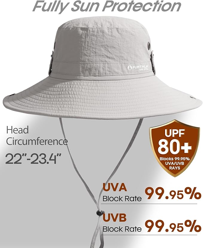 FURTALK Sun Hats for Men Fishing Hat UPF 80+ Foldable Wide Brim Outdoor Hiking Beach Summer Hats