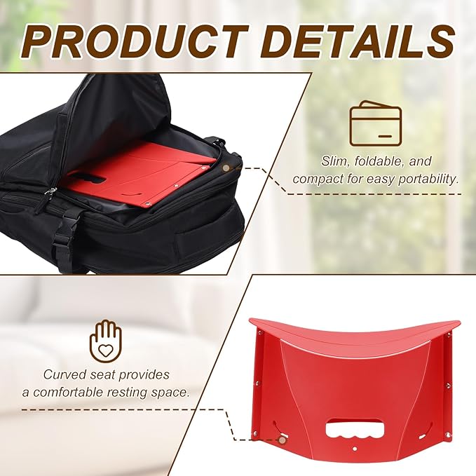 PATIKIL Travel Foot Rest, Portable Airplane Footrest with Handbag Function Lightweight Foldable Foot Stool to Relieve Back & Knee Pain for Long Flight Outdoor Camping, Red, Pale Green