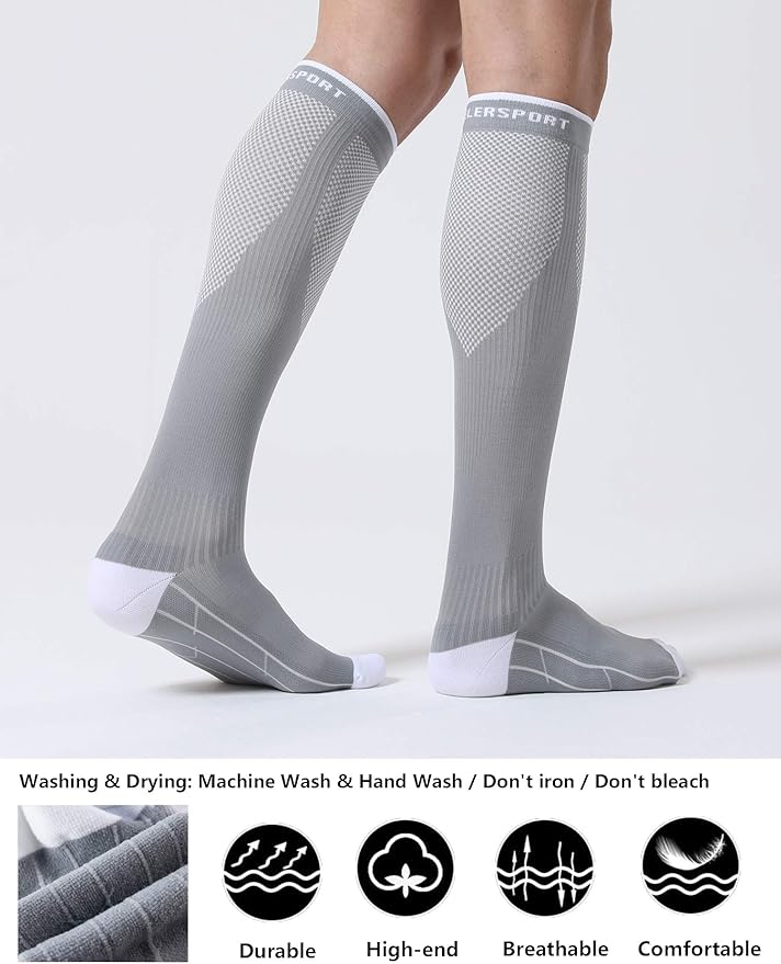 CS CELERSPORT 3 Pairs Compression Socks for Men and Women 20-30 mmHg Running Support Socks