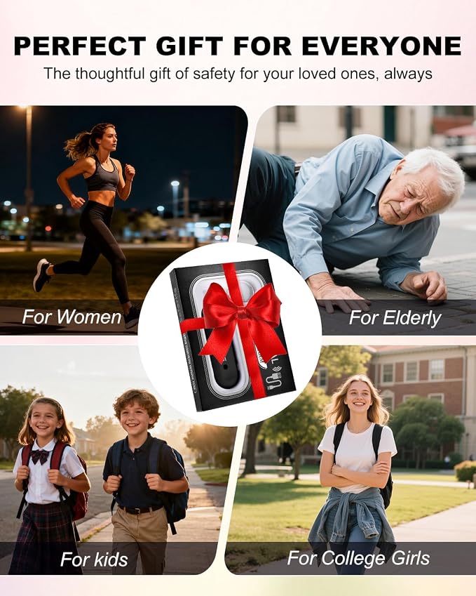 Personal Safety Alarm for Women - Waterproof Rechargeable Security Alarm - 140dB Extra Loud Siren with SOS Strobe Light - Self Defense Keychain for Women Girls Teens Seniors(Black)