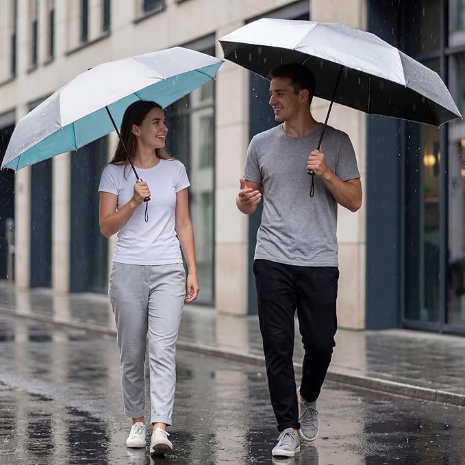 G4Free 46 Inch Mini Travel Umbrella with Retractable Handle, Pocket Size Umbrellas for Sun Rain. UV Protection UPF 50+, Small Compact Umbrella