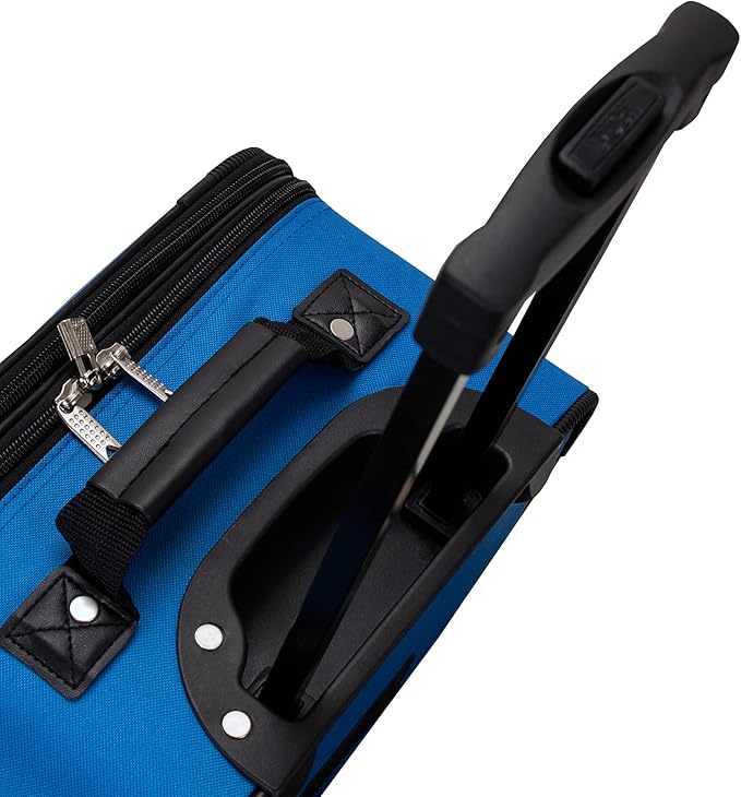 Rockland Fashion Softside 2 Piece Luggage Set, Expandable, (14" Tote/19" Upright), Blue