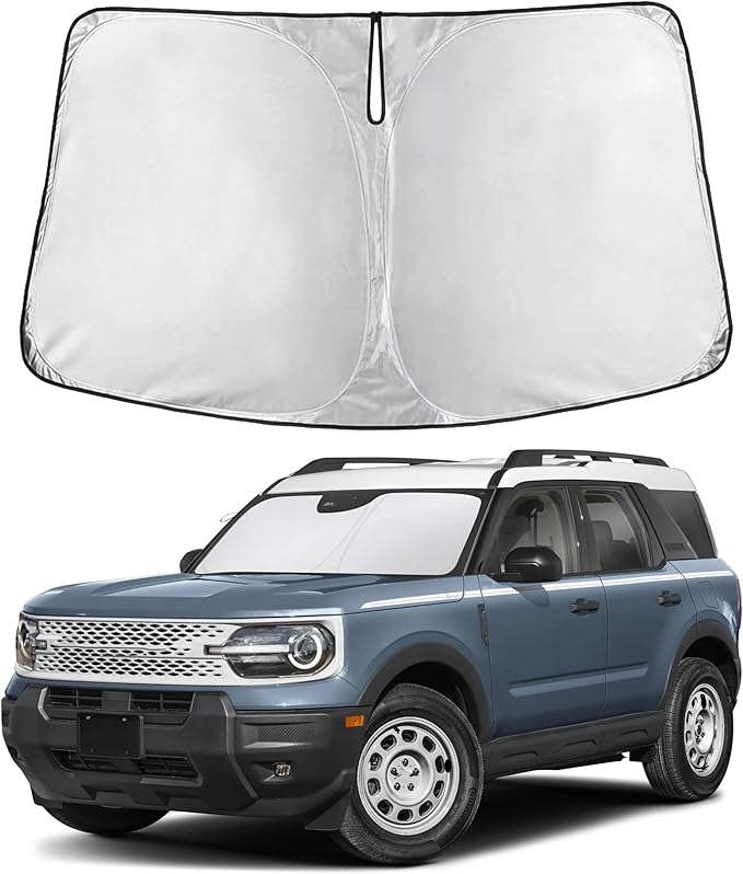 Autovir Windshield Sun Shade Fit for 2021-2024 2025 2026 Ford Bronco Sport Sunshade, Front Car Window Shades Sun Visor, Blocks UV Rays & Heat, Car Accessories
