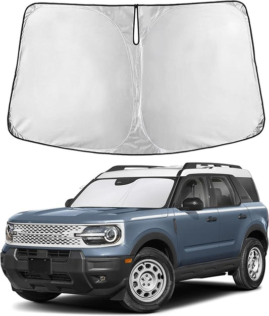 Autovir Windshield Sun Shade Fit for 2021-2024 2025 2026 Ford Bronco Sport Sunshade, Front Car Window Shades Sun Visor, Blocks UV Rays & Heat, Car Accessories
