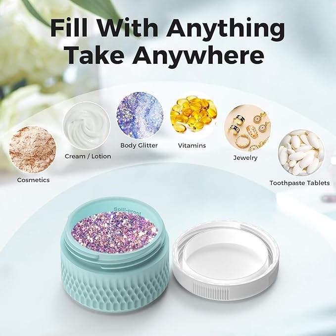 Silicone Cream Jars, BPA Free, TSA Approved 1.3oz Travel Size Containers, Leak-proof, 40ML, Black